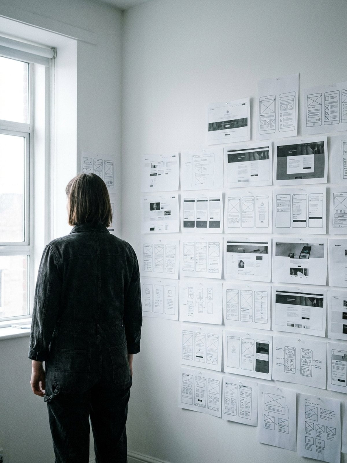 The designer at the studio window — placeholder image